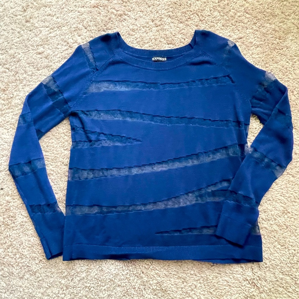 Express sweater blouse with sheer striping size S